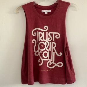 1 Spiritual Gagster raw hem muscle tee “trust your soul”
